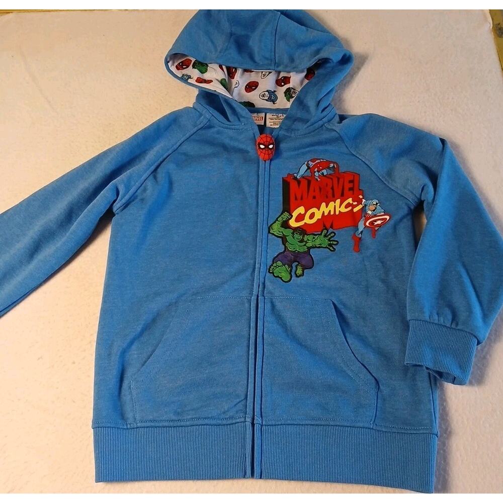 Childs Boys Size 8 Marvel Comics Hoodie Spiderman Zipper NWOT